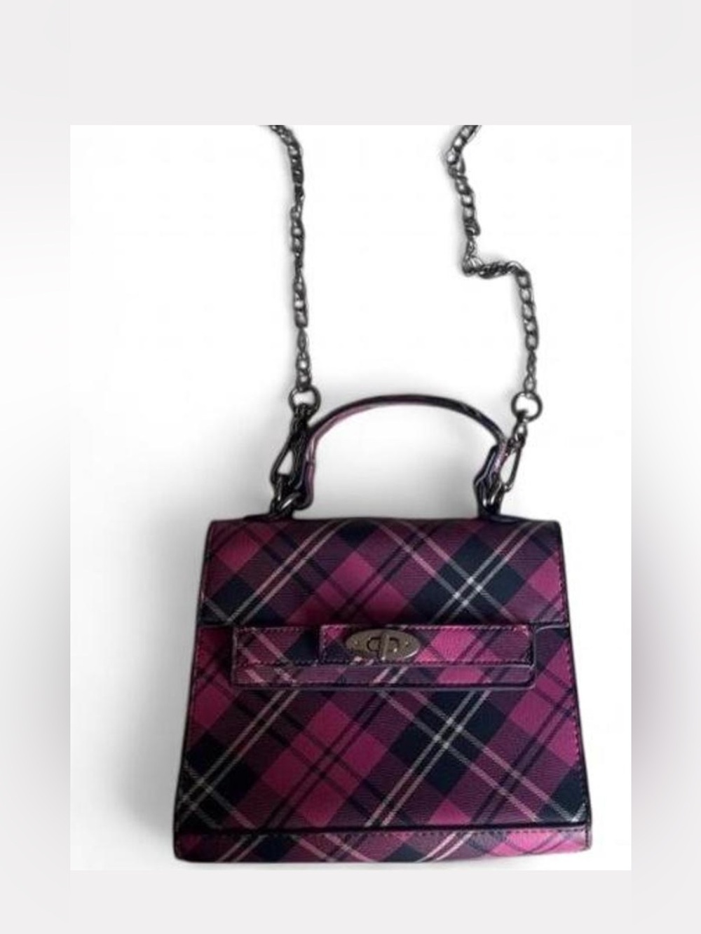 Madden NYC Plaid Top-Handle Crossbody Bag in Burgundydxd